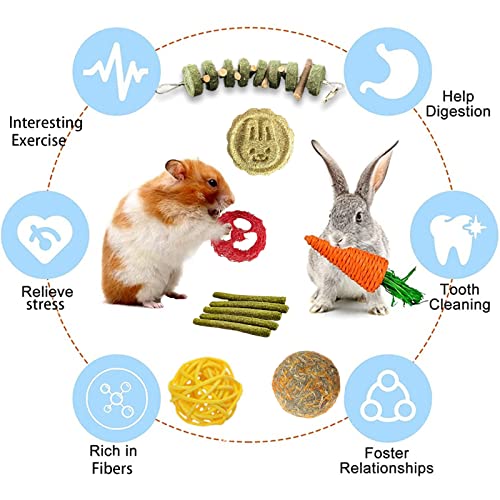 Grddaef 20-Pack Bunny Chew Toys for Dental Well being - Pure Apple Wooden and Timothy Grass Chews for Guinea Pigs, Hamsters, and Chinchillas