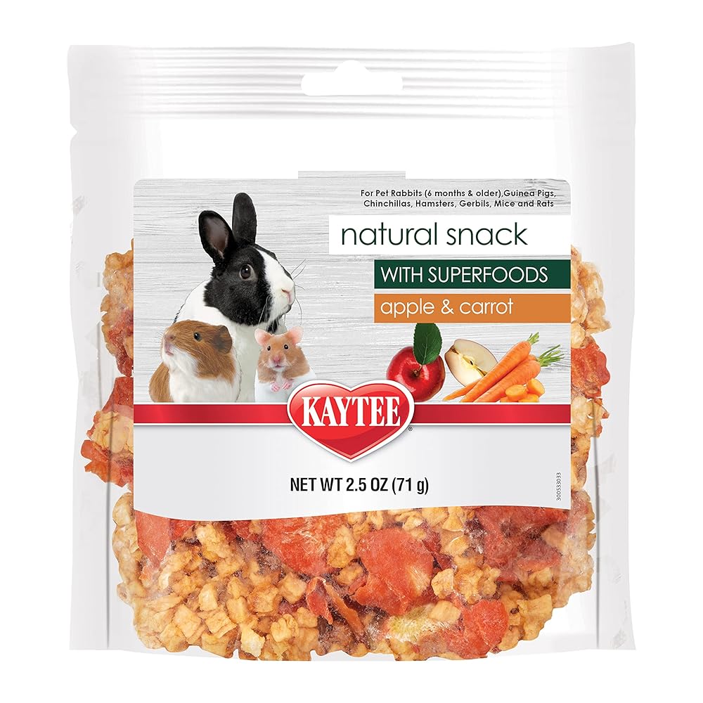 Kaytee Superfood Pure Treats for Guinea Pigs, Rabbits, Hamsters, and Different Small Pets – Apple & Carrot Flavored, 2.5 Ounces